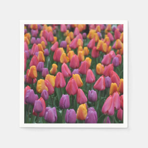 Serviette En Papier Tulipes de printemps colorées