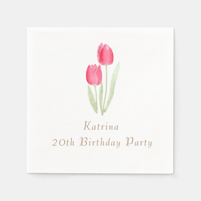 Serviette En Papier tulipes fleurs serviettes d'anniversaire (Devant)