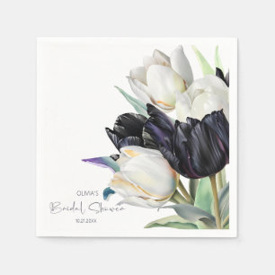 Serviette En Papier Tulipes noires et blanches de printemps Enterremen