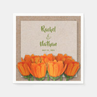 Tulipes orange sur serviettes de la partie Arrière
