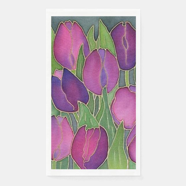 Serviette En Papier Tulipes pourpres Floral Serviettes d'hôtes serviet (Devant)