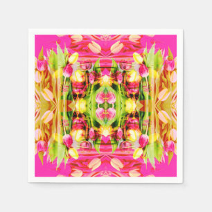 Serviette En Papier TULIPS - Tulipes colorées d'art fractal -