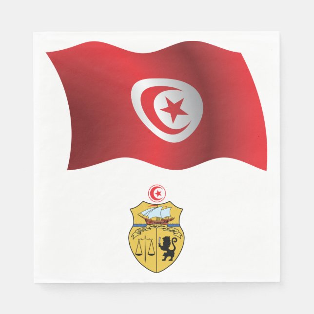Serviette En Papier Tunisie Drapeau et armoiries patriotique tunisienn (Devant)
