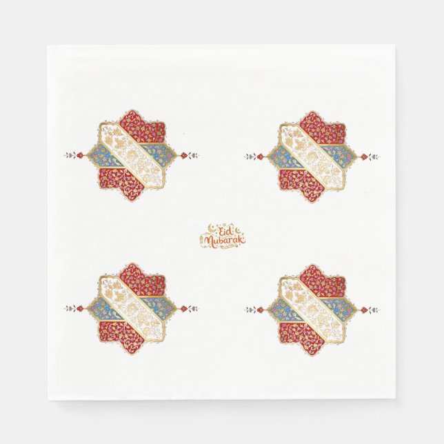 Serviette En Papier Turkish design elegant Eid Mubarak  (Devant)