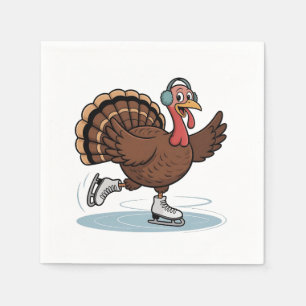 Serviette En Papier Turquie Patinage sur glace Thanksgiving Gobbler