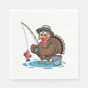 Serviette En Papier Turquie Pêche Thanksgiving Turquie pêcheur