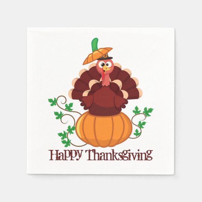 Serviette En Papier Turquie : Thanksgiving Citrouille (Devant)