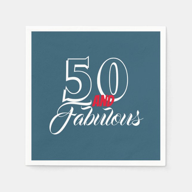 Serviette En Papier Turquoise 50 et Fabuleux fête d'anniversaire (Devant)