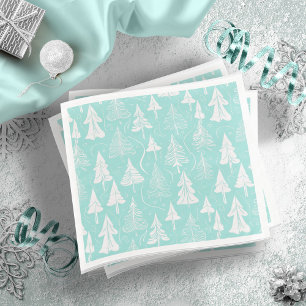 Serviette En Papier Turquoise Arbre de Noël Motif n° 6 ID1009