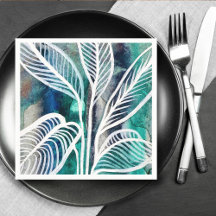 Turquoise Bleu & Turquoise Aquarelle Botanique Mod
