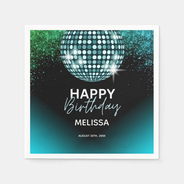 Serviette En Papier Turquoise Disco Parties scintillant Dance Party An (Devant)