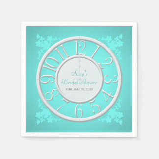 Serviette En Papier Turquoise florale autour de l'horloge Douche Napki