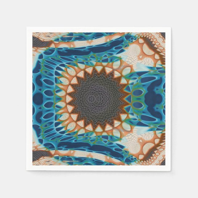 Serviette En Papier Turquoise Gold Sun Southwestern Art (Devant)