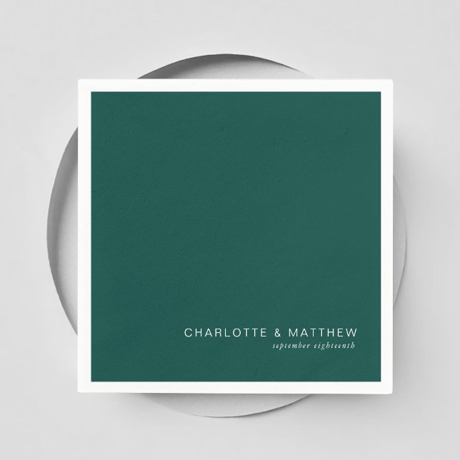 Serviette En Papier Turquoise moderne (Customer specific, beautiful, modern, minimal, teal, wedding napkins.)