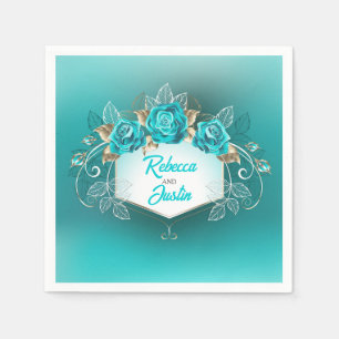 Serviette En Papier Turquoise Rose Tiffany Floral Moderne Boho Napkins