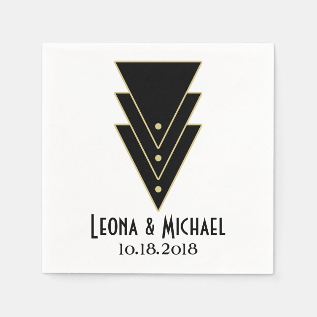 Serviette En Papier Tuxedo Art Déco Moderne (Devant)