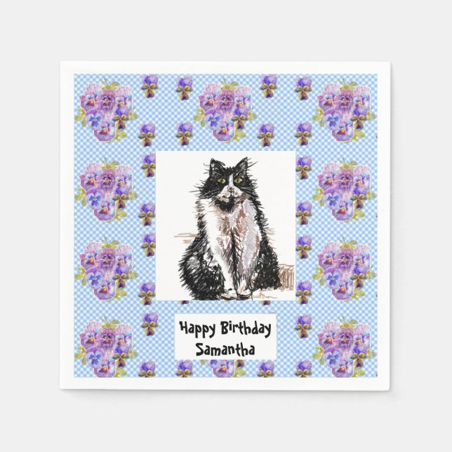Serviette En Papier Tuxedo Chat Love You Black and White Cats Girls (Devant)