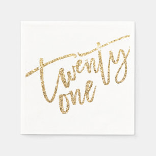 Serviette En Papier TWENTY-ONE script moderne glam or parties scintill