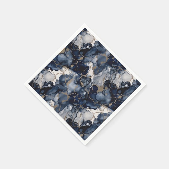 Serviette En Papier Twilight Navy bleu et gris avec l'or antique (Coin)