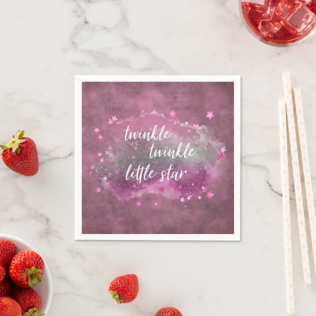 Serviette En Papier Twinkle Little Star | Dusty Mauve rose gris argent (En situation)