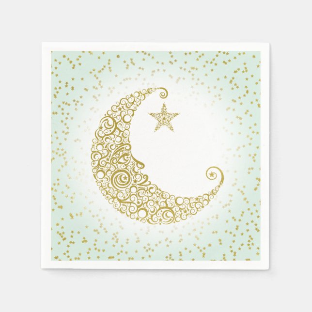 Serviette En Papier Twinkle Little Star Gold Moon Mint Napkin (Devant)