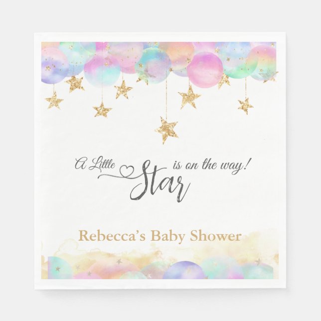 Serviette En Papier Twinkle Little Star Rainbow Bubbles Baby shower (Devant)