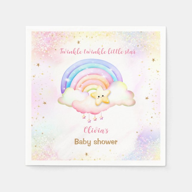Serviette En Papier Twinkle Little Star Rainbow Girl Baby shower (Devant)