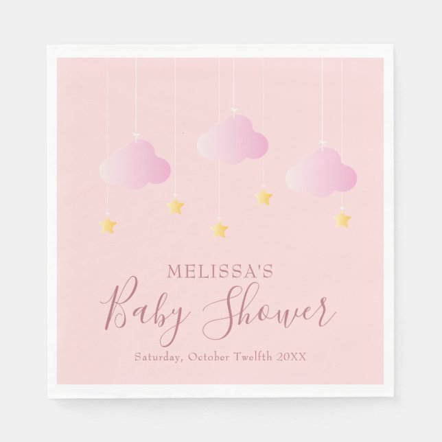 Serviette En Papier Twinkle Twinkle Little Star Baby shower fille rose (Devant)
