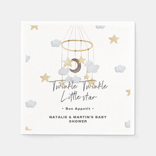 Serviette En Papier Twinkle Twinkle Little Star Baby shower neutre (Devant)