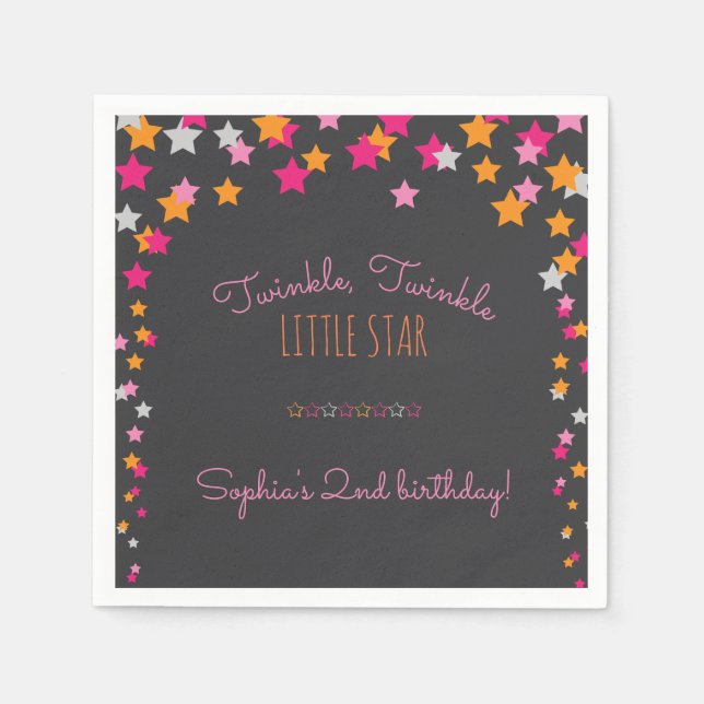 Serviette En Papier Twinkle Twinkle Little Star Chalkboard Anniversair (Devant)