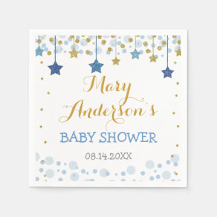 Serviette En Papier Twinkle Twinkle Little Star Gold Blue Sparkle Baby