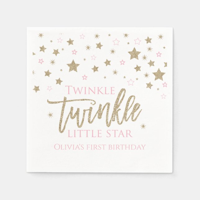 Serviette En Papier Twinkle Twinkle Little Star premier anniversaire N (Devant)