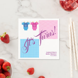 Serviette En Papier Twins Baby shower Party Girl Boy.