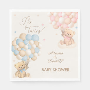 Serviette En Papier Twins Boy and Girl Baby shower bleu rose