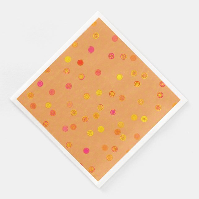 Serviette En Papier Twisty Polka Dot Spiral Orange Paper Party Napkins (Coin)