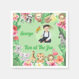 Serviette En Papier Two at The Zoo Jungle Safari Photo Birthday 