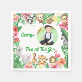 Serviette En Papier Two at The Zoo Jungle Safari Photo Birthday 
