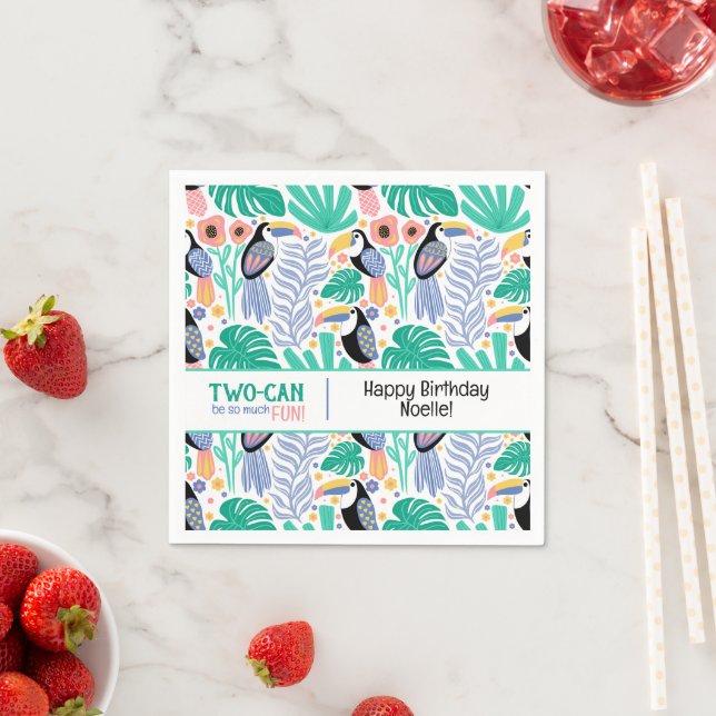Serviette En Papier TWO-CAN (Toucan) Tropical Birthday (En situation)