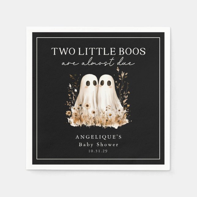 Serviette En Papier Two Little Boos Ghosts Wildflower Baby Shower  (Devant)