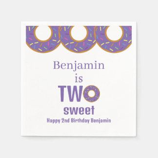 Serviette En Papier Two Sweet 2nd Birthday Purple Donut Party