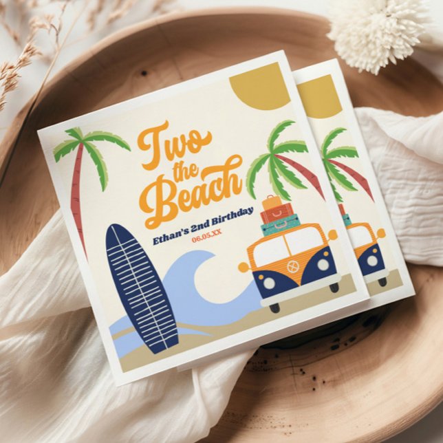 Serviette En Papier Two The Beach Surf Blue 2e fête d'anniversaire (Créateur téléchargé)