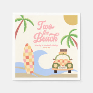 Serviette En Papier Two The Beach Surf Rose 2e fête d'anniversaire