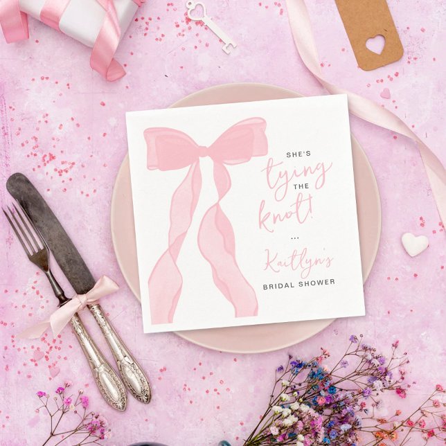 Serviette En Papier Tying The Knot Elegant Pink Bow Bridal Shower (Créateur téléchargé)