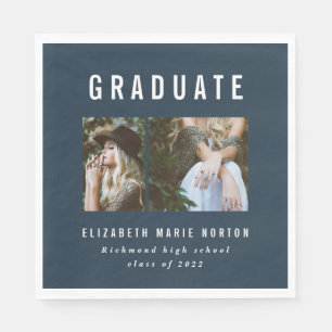 Serviette En Papier Type graduation multi photo marine bleu et blanc