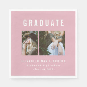 Serviette En Papier Type graduation multi photo rose et blanc