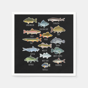 Serviette En Papier Types D'Espèces De Poissons D'Eau Douce Pêche