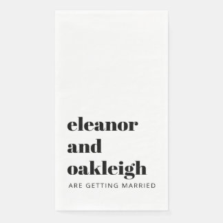Serviette En Papier Typographie audacieuse Noir et blanc Mariage moder