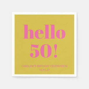 Serviette En Papier Typographie audacieuse rose jaune moderne 50e anni