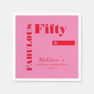 Serviette En Papier Typographie audacieuse Rouge rose moderne 50e anni