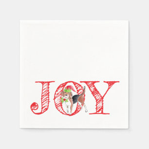 Serviette En Papier typographie de fête JOY noël chien fête